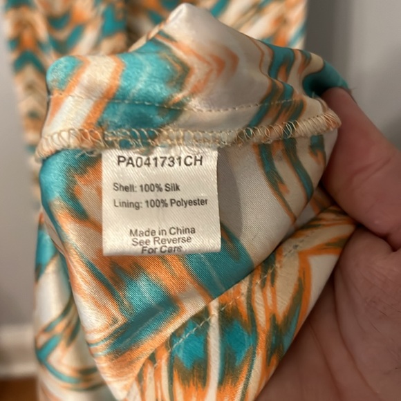 Parker Women’s 100% Silk Maxi Dress Sz XS Beautiful Aztec Tan turquoise Desert - Picture 6 of 8